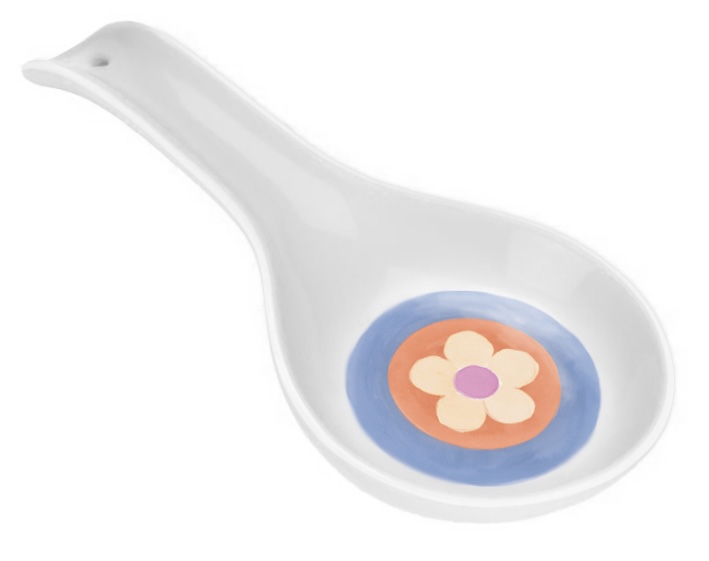 Poggiamestoli in porcellana Sorprese di Pasqua. Misura L 25,5 x P 12 x H 4 cm. Prezzo 20,90 euro.